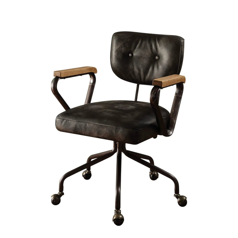 Hallie - Top Grain Leather Office Chair - Vintage Black by Unique Piece Furniture