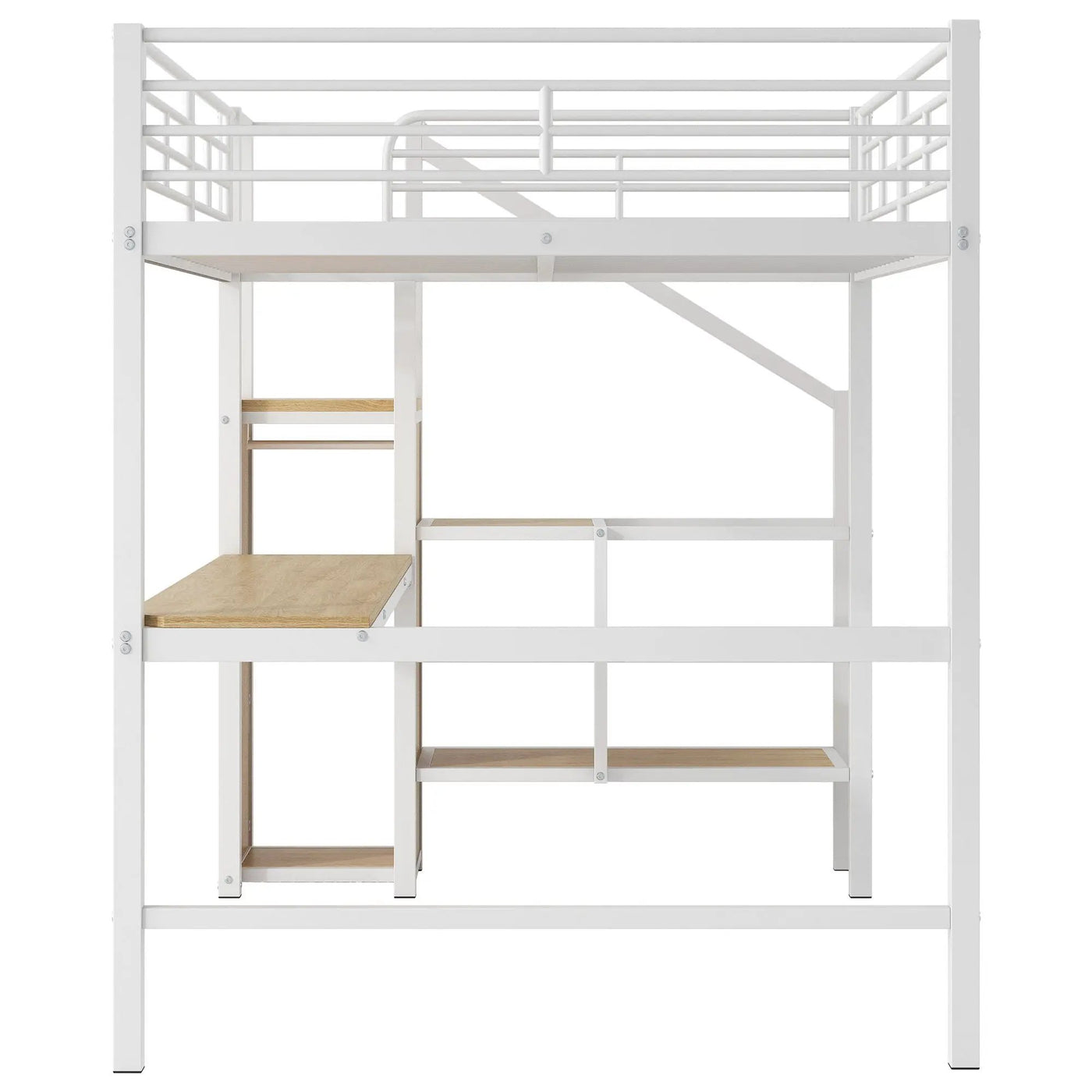 Loft Bed With Desk, Storage Staircase, Small Wardrobe And LED Light by HouseOfZazla
