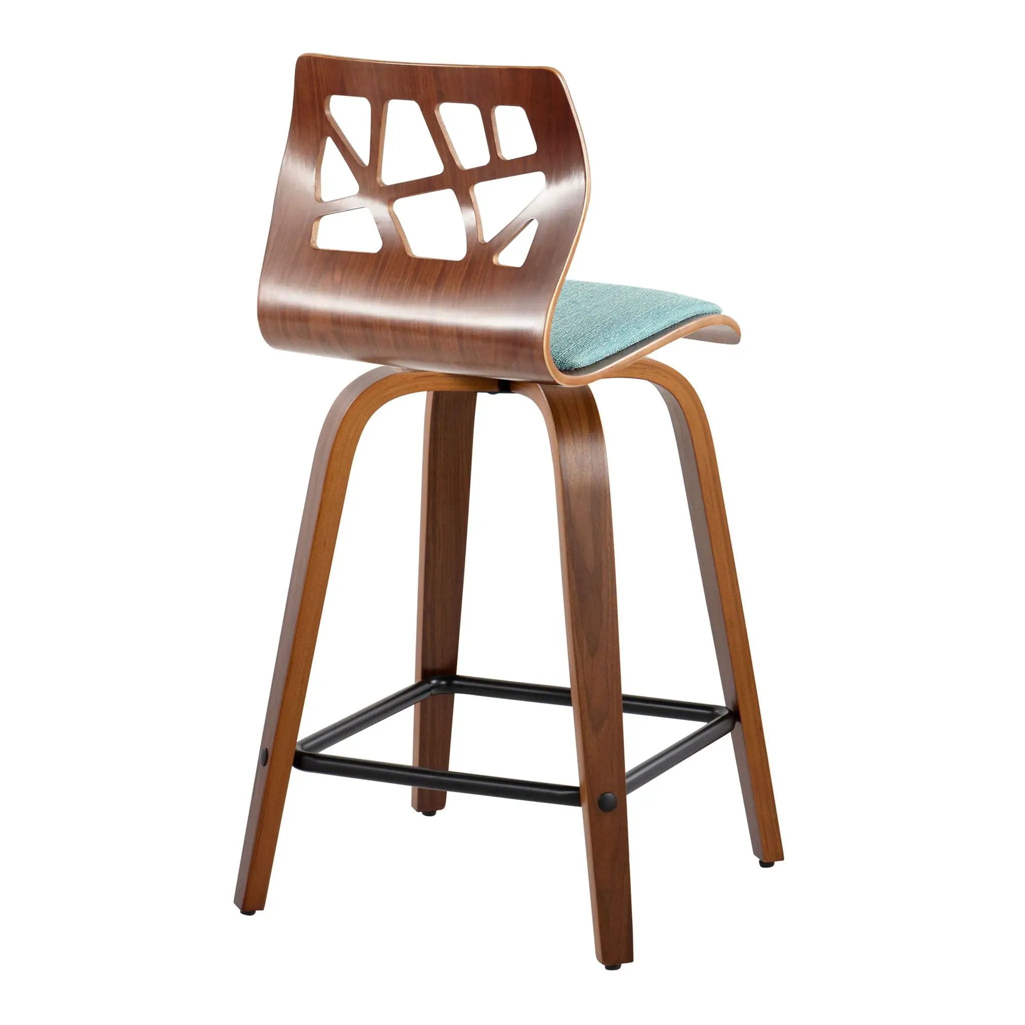 Folia - Mid Century Modern Fixed Height Counter Stool With Swivel With Square Footrest (Set of 2) by HouseOfZazla