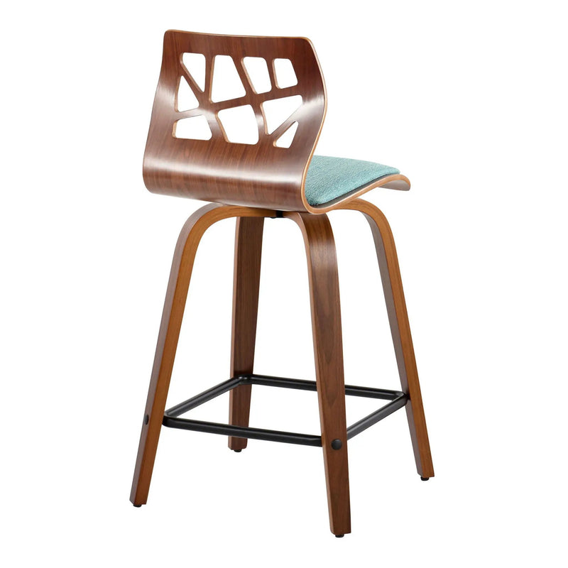 Folia - Mid Century Modern Fixed Height Counter Stool With Swivel With Square Footrest (Set of 2) by HouseOfZazla