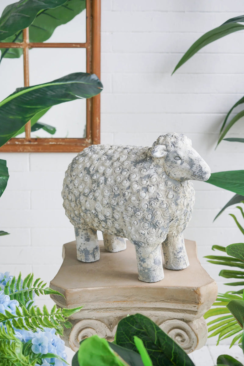 18x9.5x14" Magnesium Sheep Figurine with Weathered Finish by HouseOfZazla