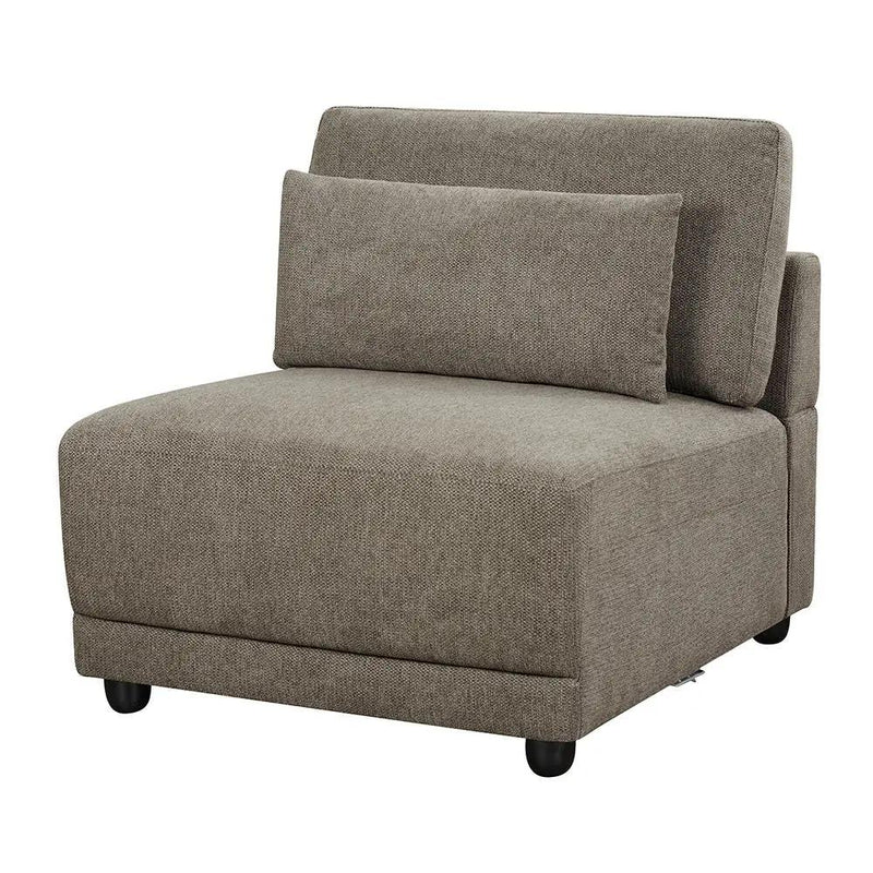 Rylie - Modular Armless Chair With Pillow - Brown Linen by Unique Piece Furniture