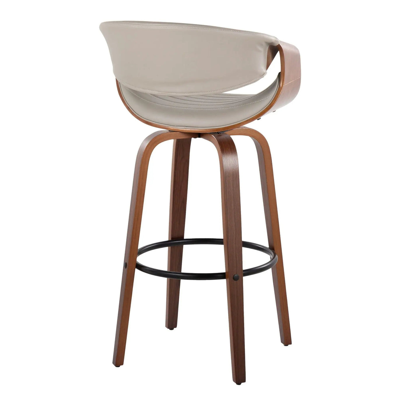 Symphony - Mid Century Modern Fixed Height Barstool With Swivel With Round Footrest (Set of 2) by HouseOfZazla
