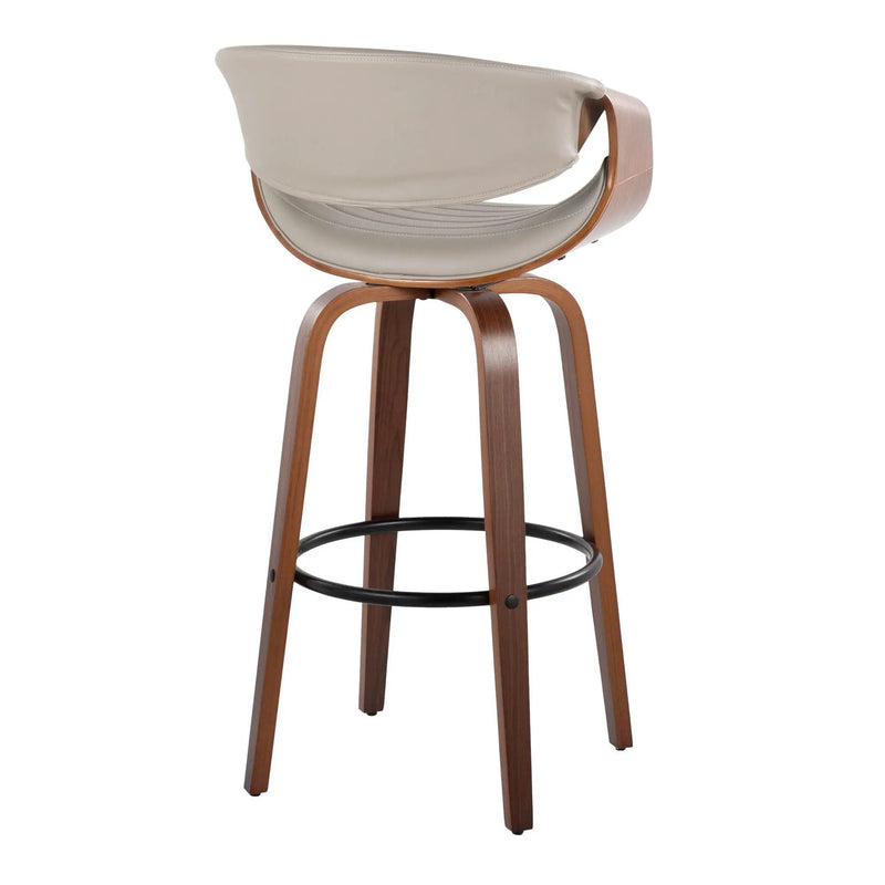 Symphony - Mid Century Modern Fixed Height Barstool With Swivel With Round Footrest (Set of 2) by HouseOfZazla
