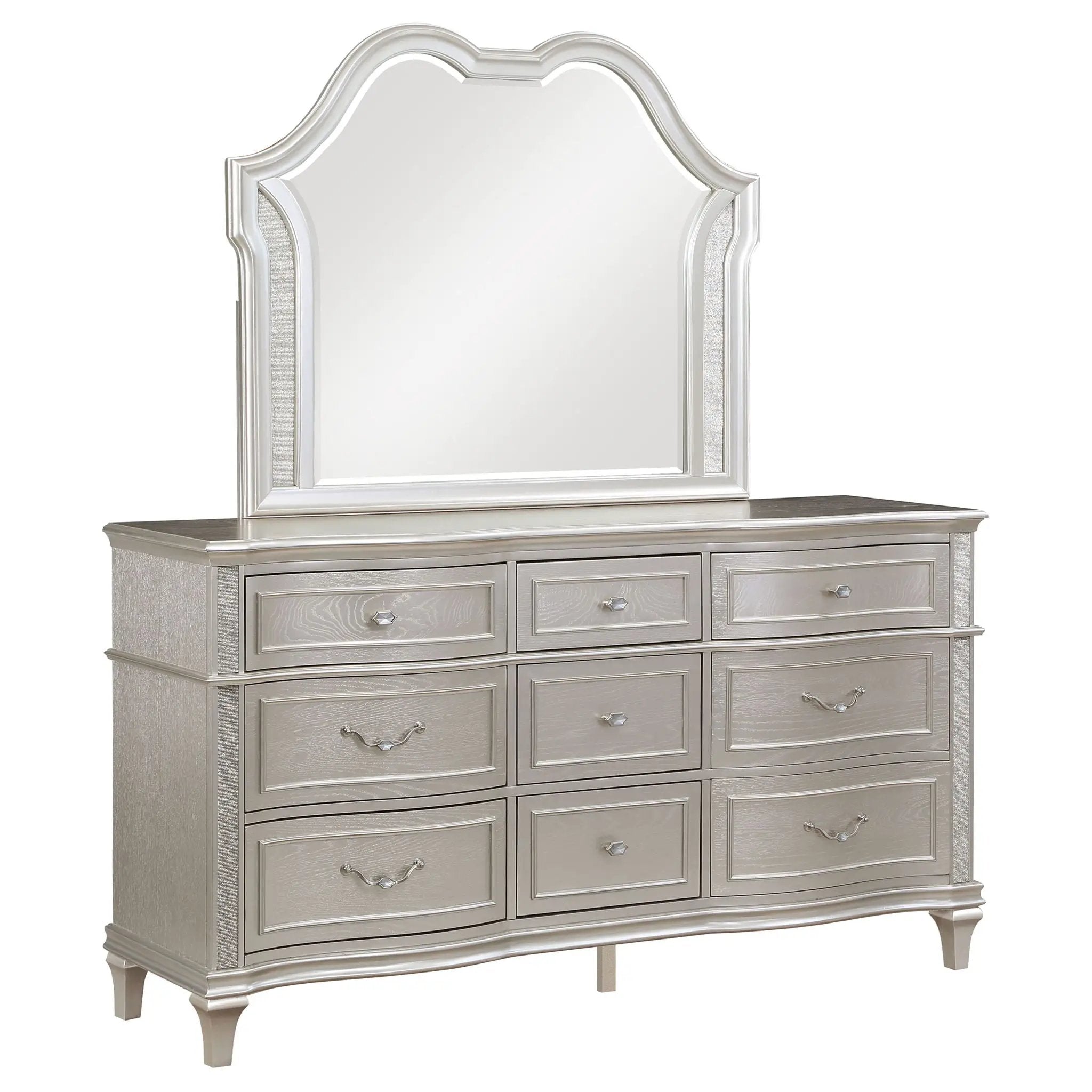 Evangeline 9-drawer Dresser with Mirror Silver Oak by Unique Piece Furniture
