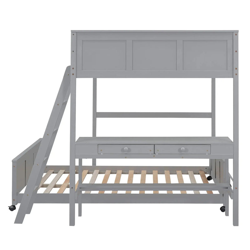 Full Over Full Bunk Bed With Desk