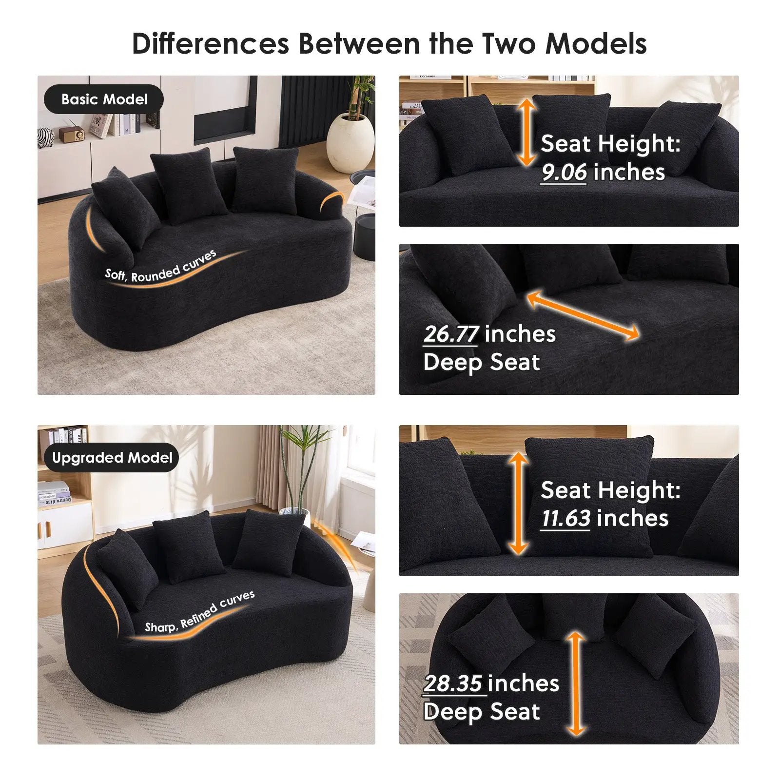 LY-049S Curved Modern Boneless Sofa Loveseat by HouseOfZazla