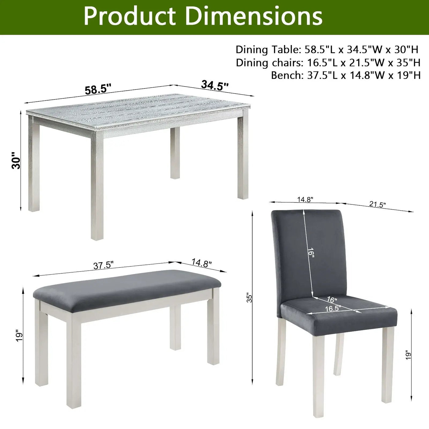 Dining Table Set, Table With A Rectangular Table And Upholstered Chairs by Unique Piece Furniture