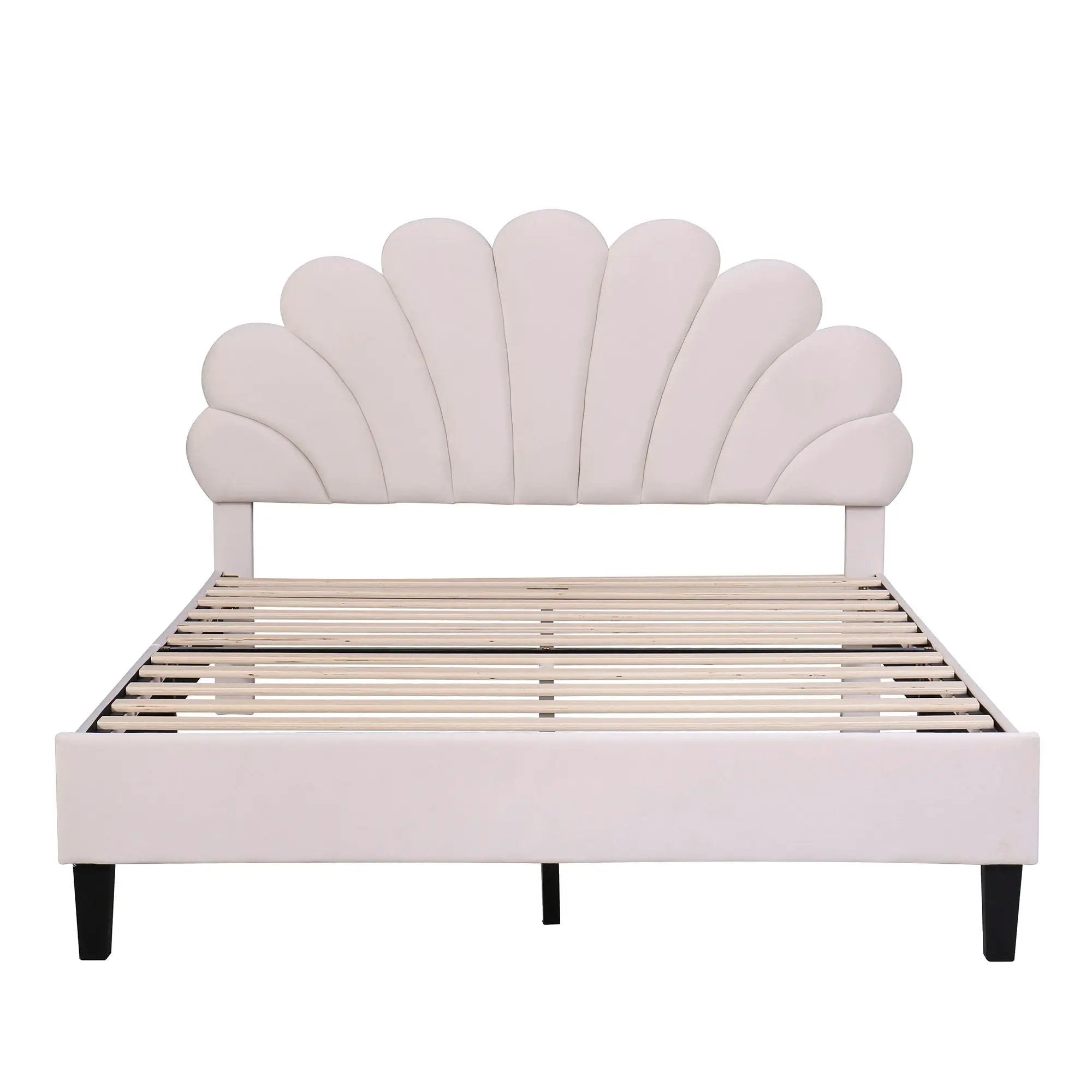 Upholstered Platform Bed With Flower Pattern Headboard by HouseOfZazla