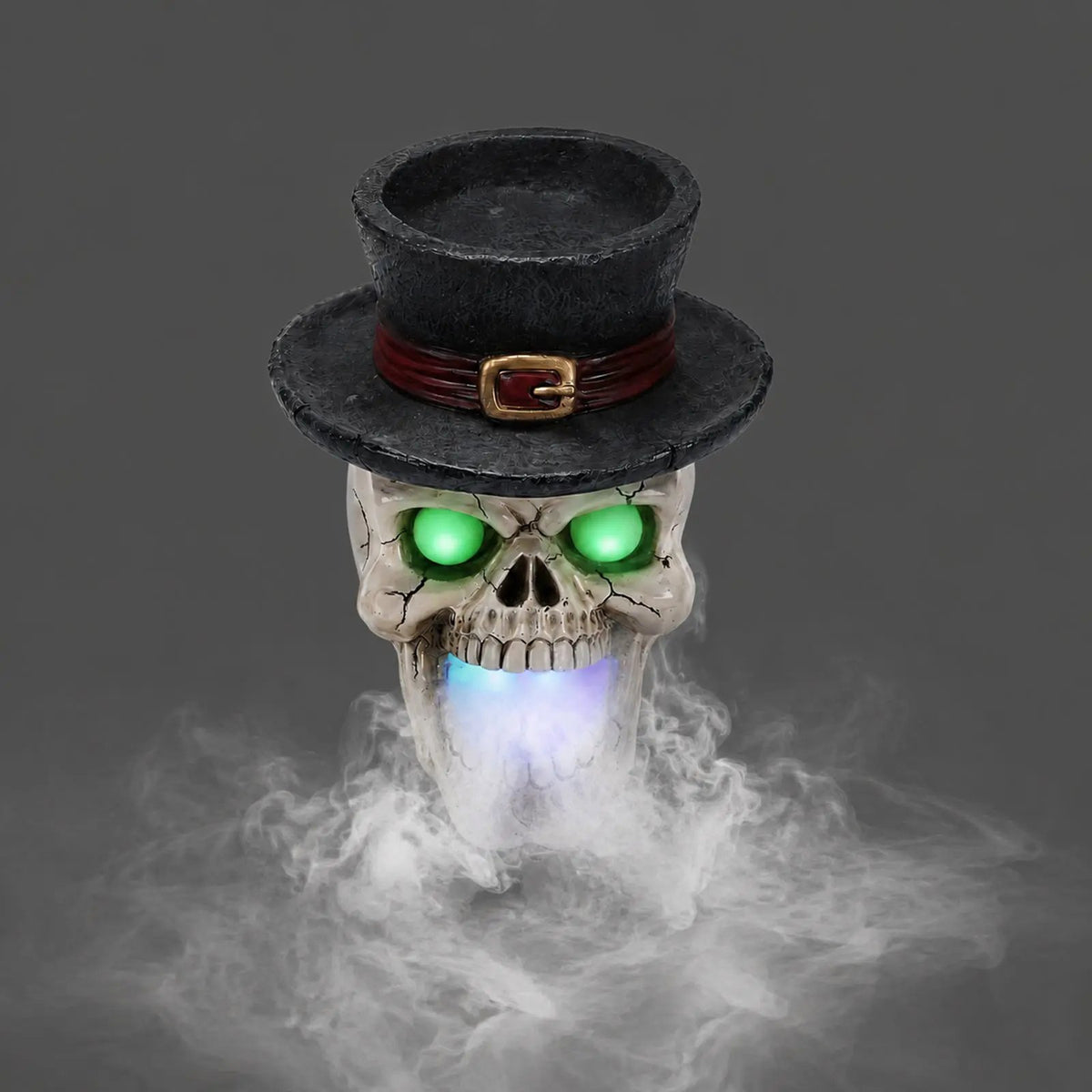 LED Light-Up Skull with Top Hat & Mist Maker by HouseOfZazla