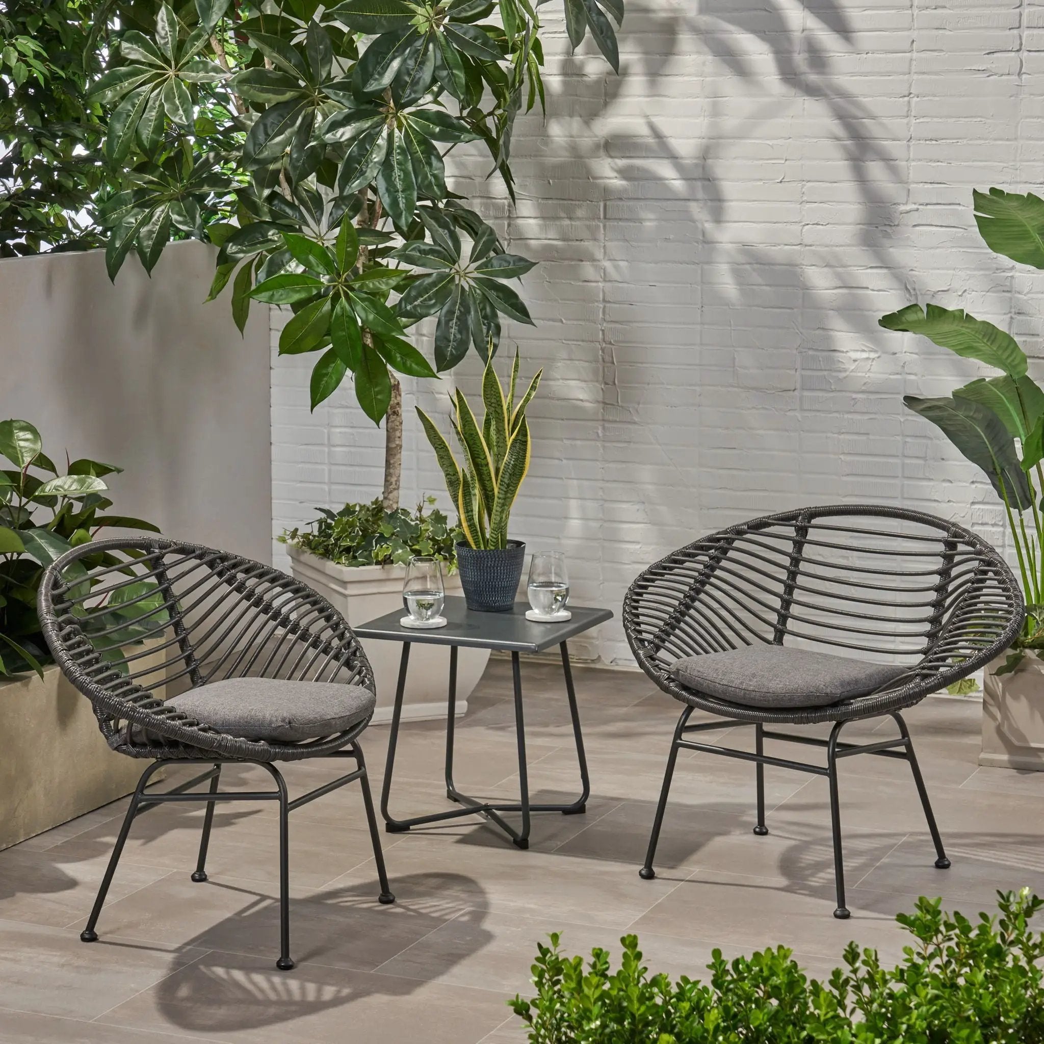 Cordella Outdoor Woven Wicker Chairs with Cushions, Set of 2 by HouseOfZazla