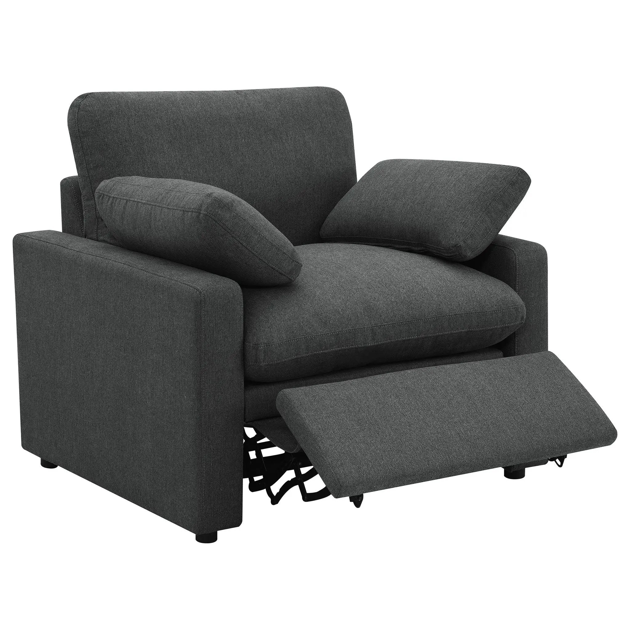 Collins Upholstered Power Recliner Chair Dark Grey by Unique Piece Furniture