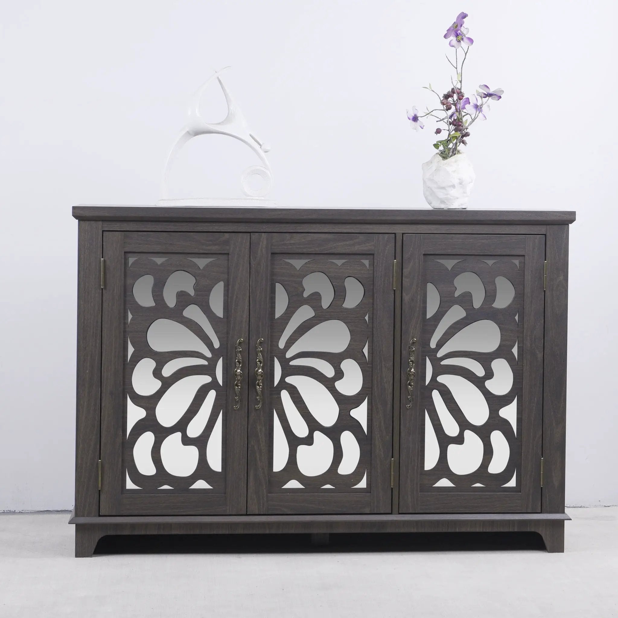 3 Door Mirrored Sideboard Cabinet With Adjustable Shelves by HouseOfZazla