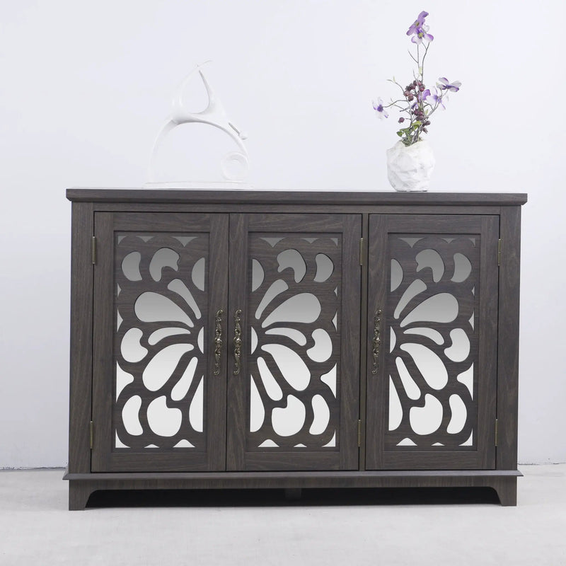 3 Door Mirrored Sideboard Cabinet With Adjustable Shelves by HouseOfZazla