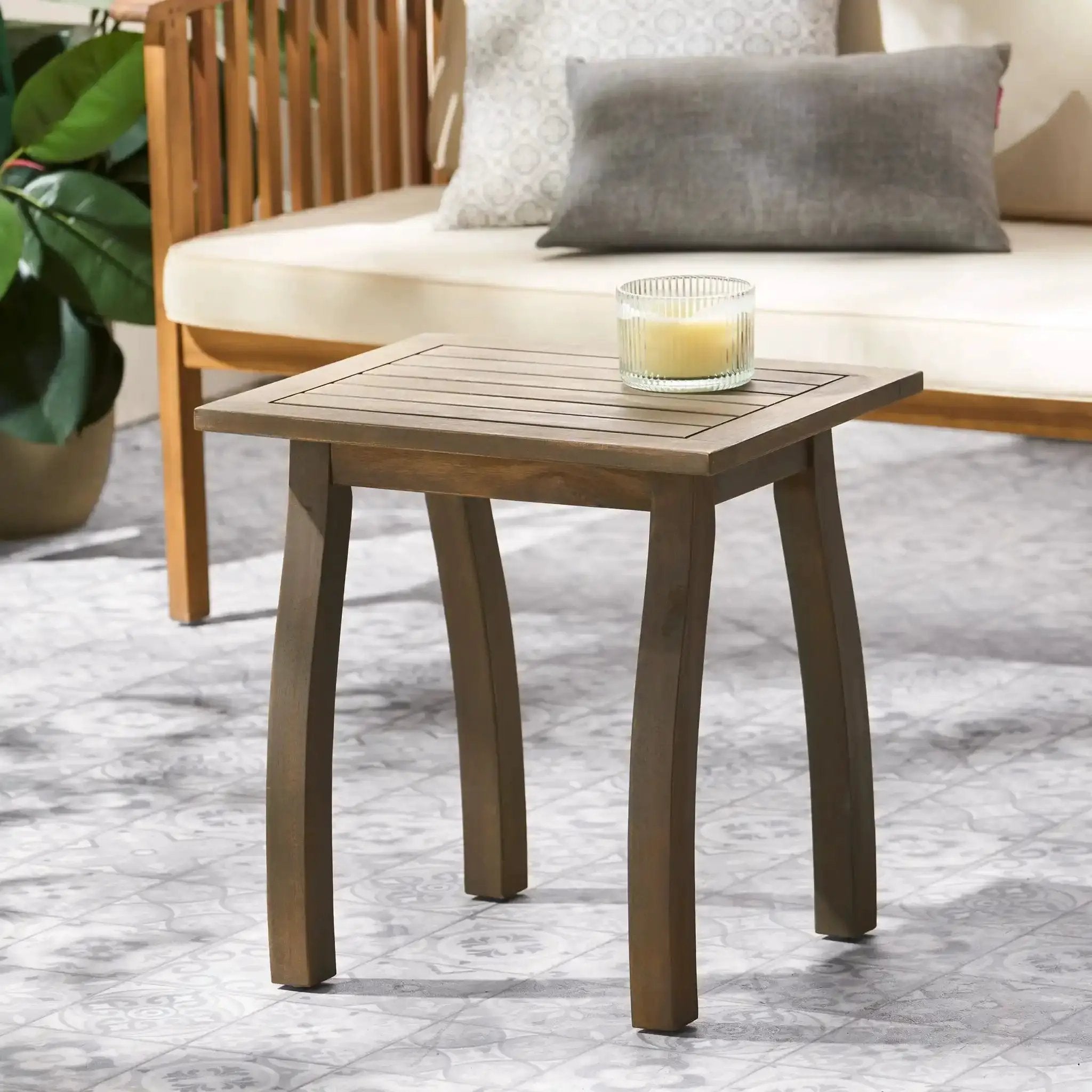 Kinesis Outdoor Side Table With Slatted Top and Wood Frame by HouseOfZazla
