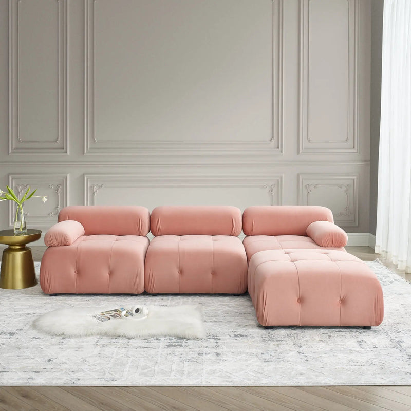 Modular Sectional Sofa, Button Tufted Design With Diy L-Shaped Layout, Reversible Ottoman by HouseOfZazla