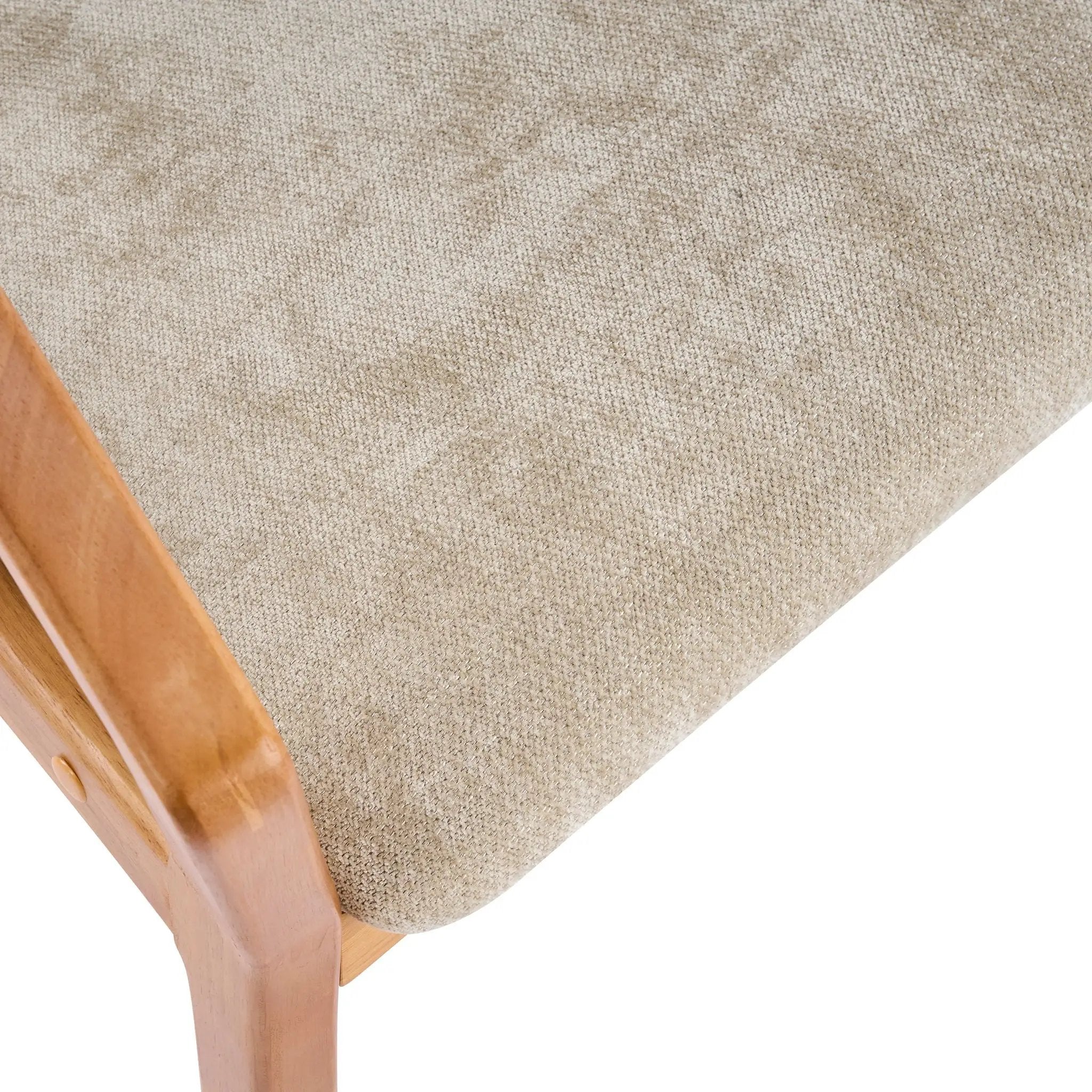 Indoor Upholstered Dining Chair Set of 2 - Oatmeal / Teak by HouseOfZazla