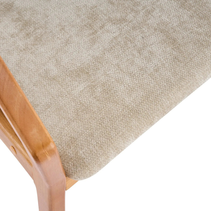 Indoor Upholstered Dining Chair Set of 2 - Oatmeal / Teak by HouseOfZazla