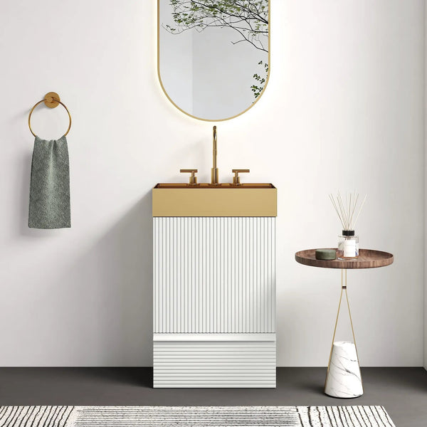 Gada 20" Striped Velvet Bathroom Vanity