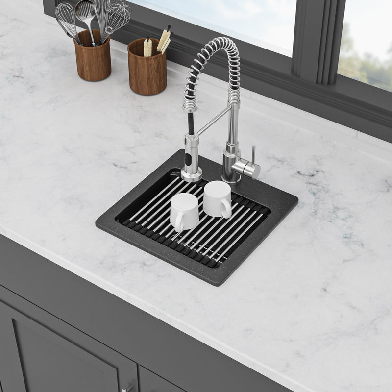 Quartz Drop-In Topmount Bar Sink - 15" x 15" x 9.65" by HouseOfZazla