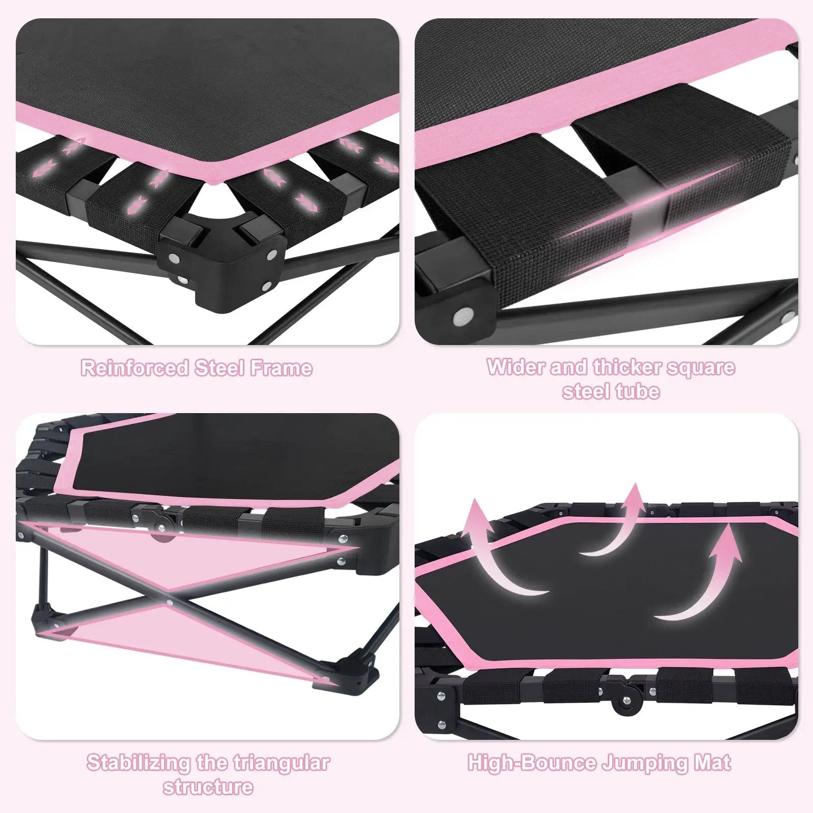 42" Foldable Mini Trampoline with Adjustable T-Bar by HouseOfZazla