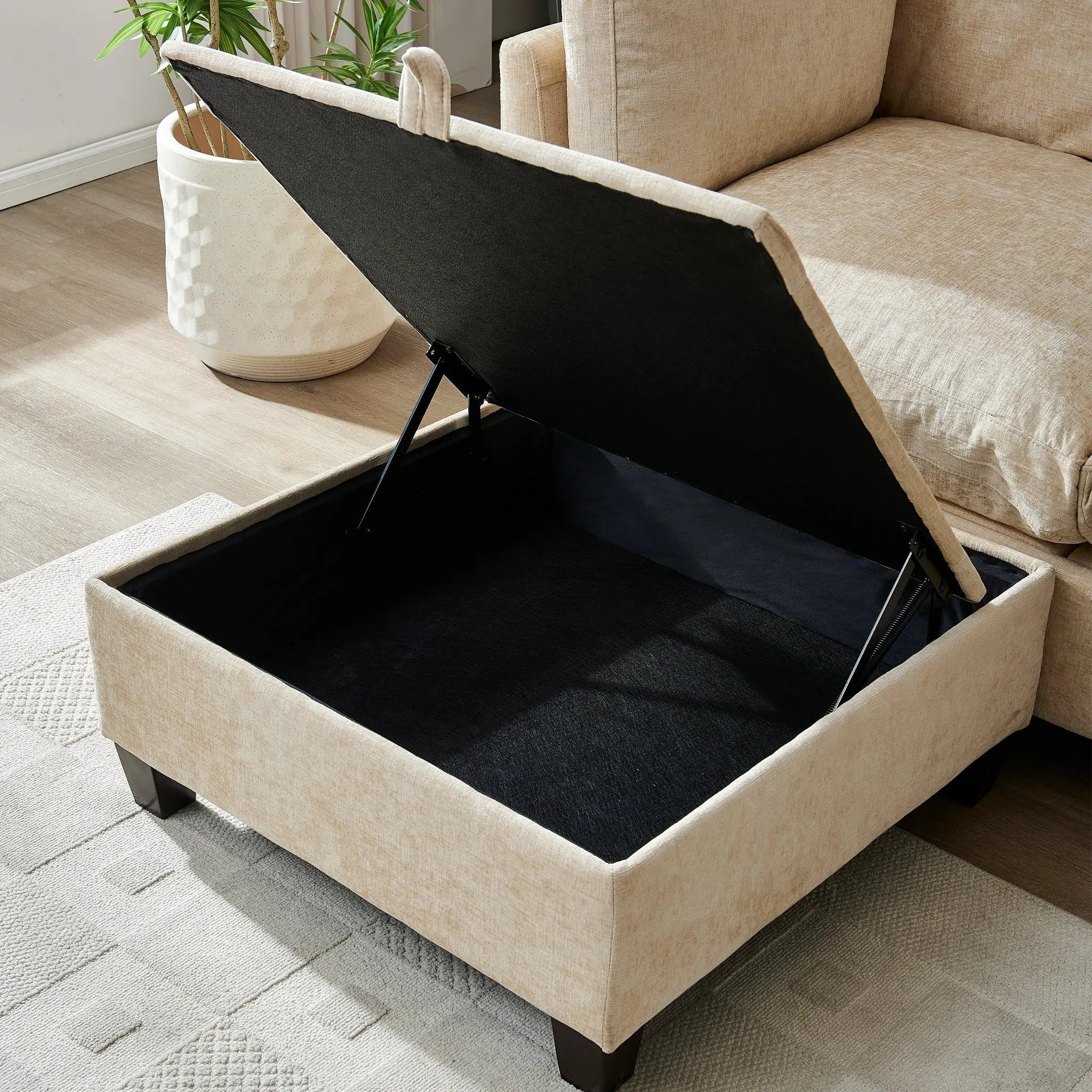 96.5" L Shape Sectional Couch with Ottoman by HouseOfZazla