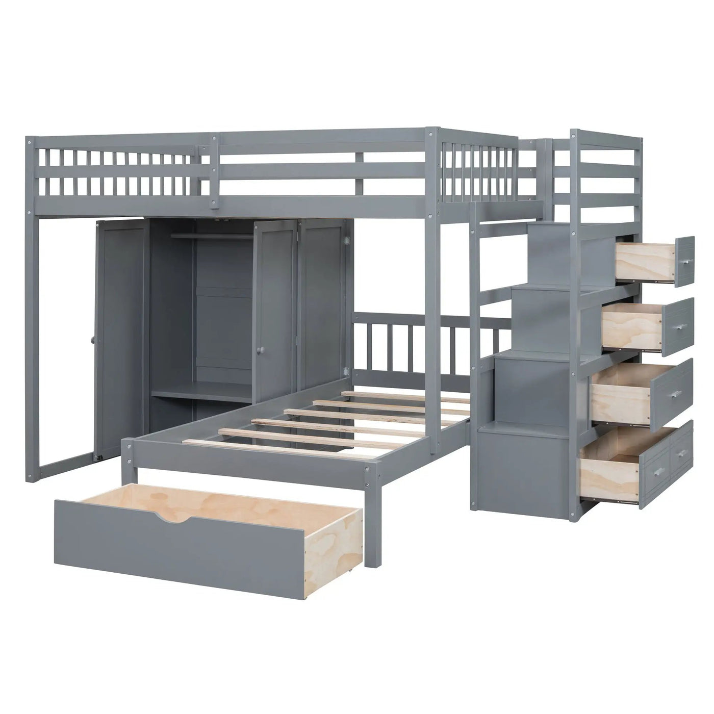 Bunk Bed With Wardrobe, Drawers by Unique Piece Furniture