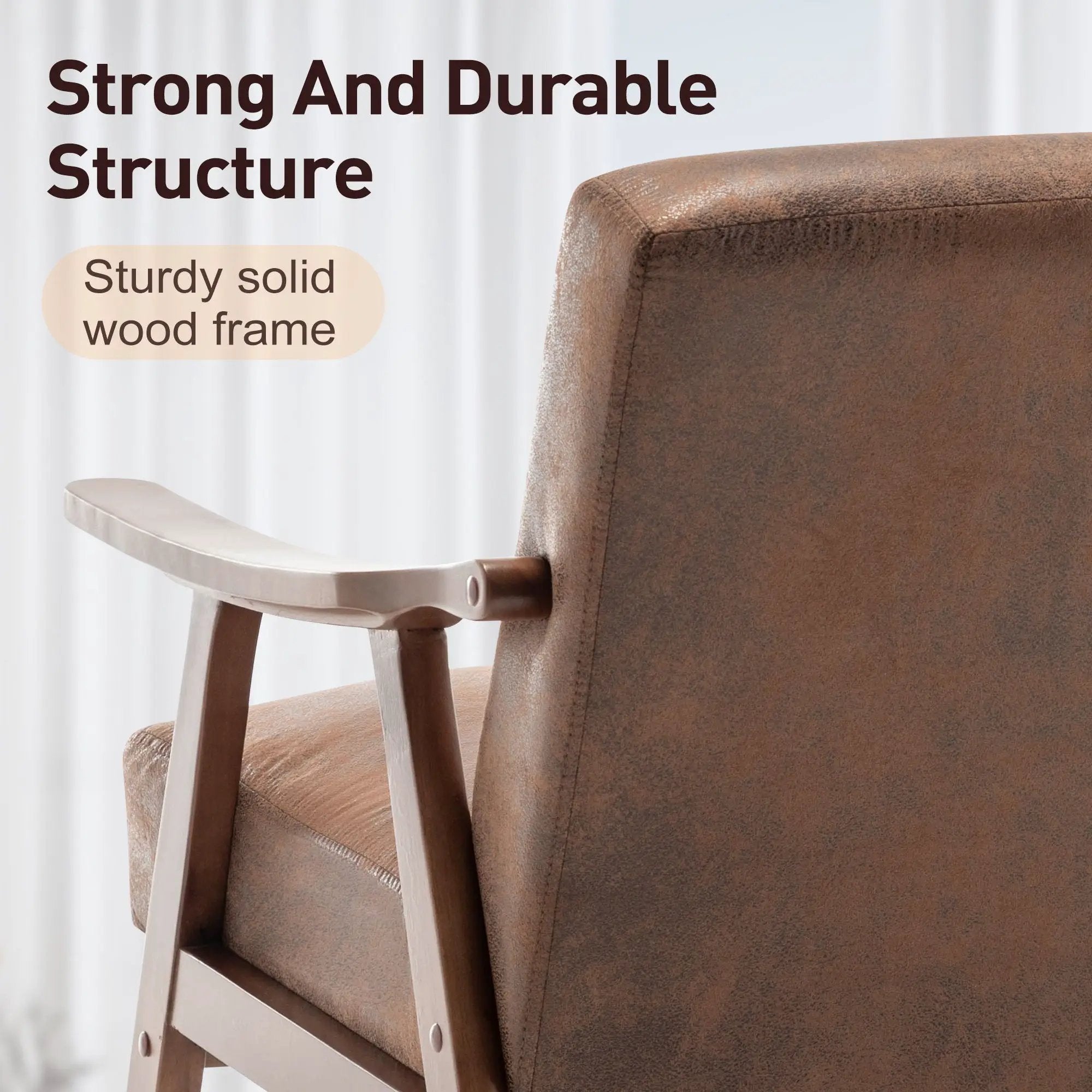 Mid Century Modern Accent Chair With Solid Wood Frame And Extra Thick Backrest by Unique Piece Furniture