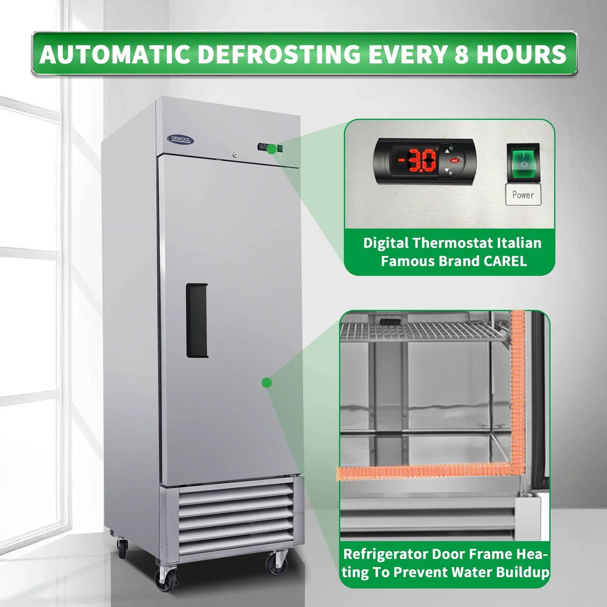 Commercial Freezer 23 Cu.Ft With 1 Solid Door Reach-In Freezers Stainless Steel Etl Approved Upright Freeze Storage - Silver by HouseOfZazla