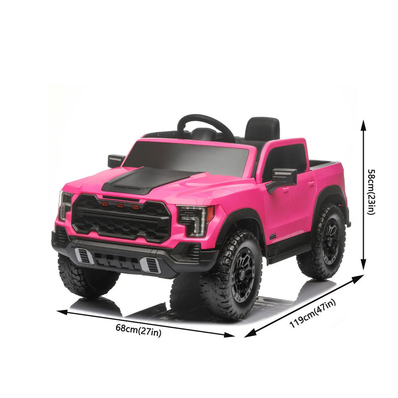 12V Kids Ride On Car With Remote Control, 4 Wheel Shock Absorption, Multifunctional Music Player Perfect Gift For Toddlers - Pink by HouseOfZazla