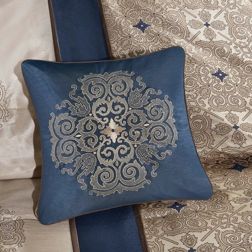 Cal King 7 Piece Jacquard Comforter Set with Throw Pillows by HouseOfZazla