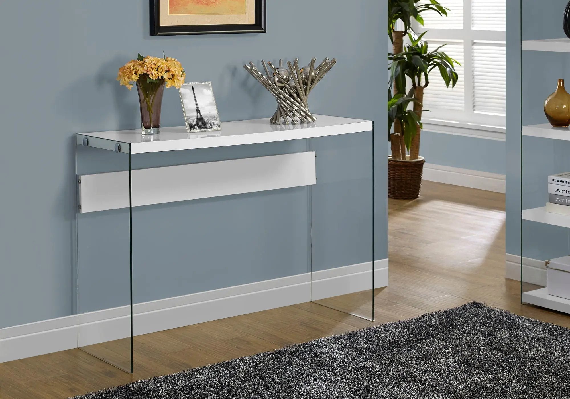 Accent Console Table For Entryway, Glossy Spacious Surface by Unique Piece Furniture
