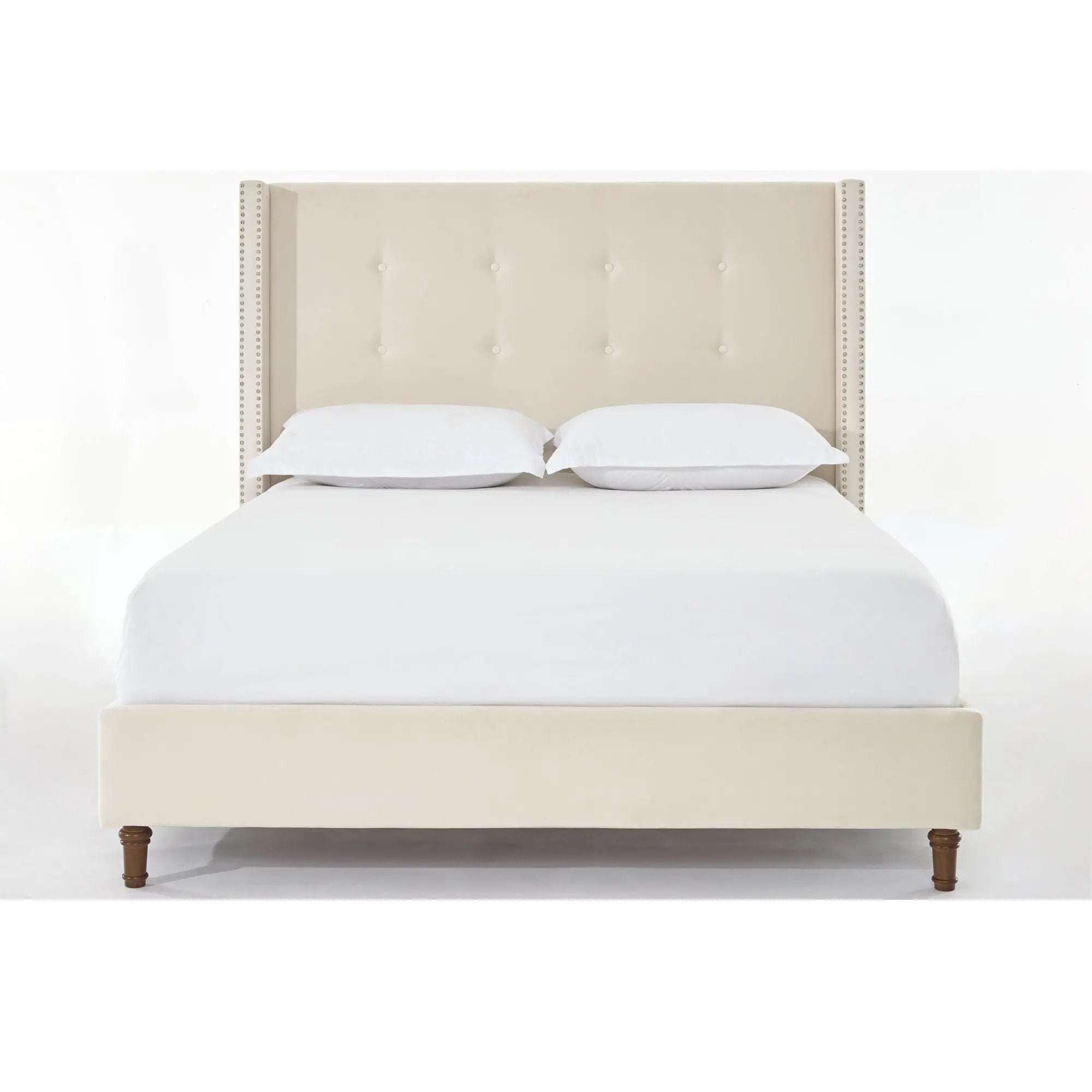 Peyton - Upholstered Bed With 54" High Headboard, Traditional Hand Buttoned Tufting by HouseOfZazla