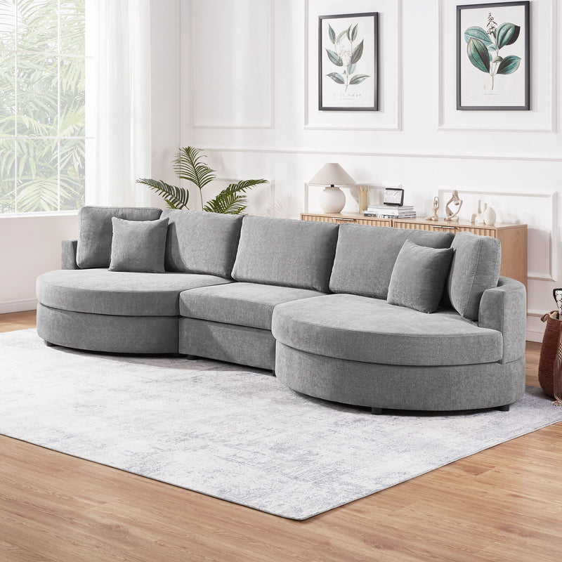 Modern 3 Seater Upholstered Sofa With Curved Design by HouseOfZazla