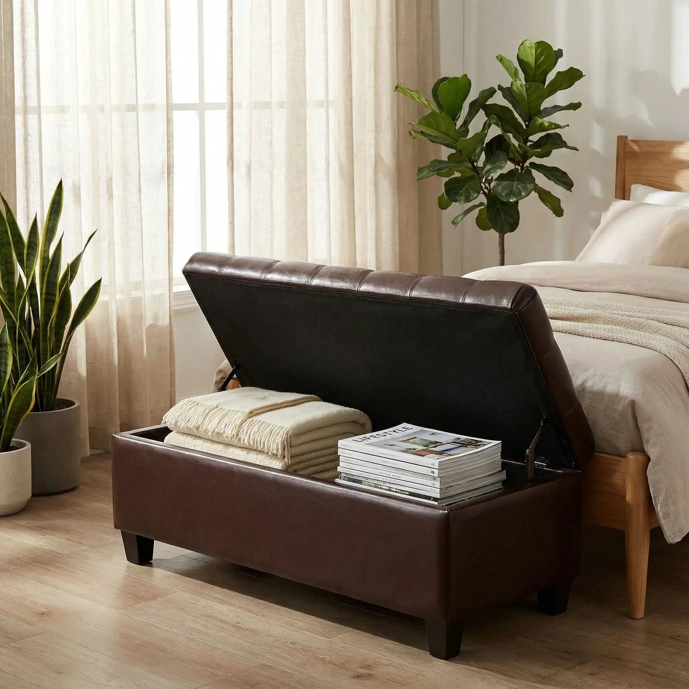 Storage Ottoman Bench With Safety Hinges by HouseOfZazla