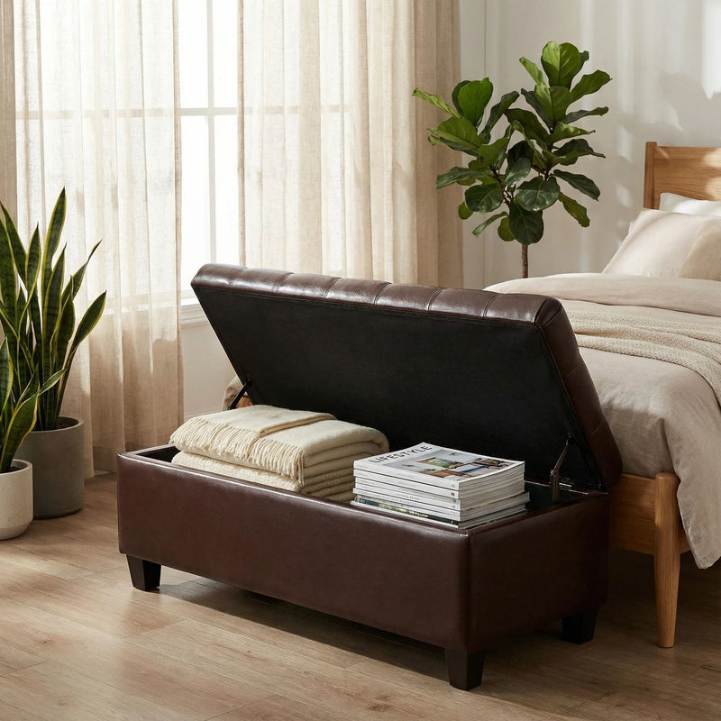 Storage Ottoman Bench With Safety Hinges by HouseOfZazla