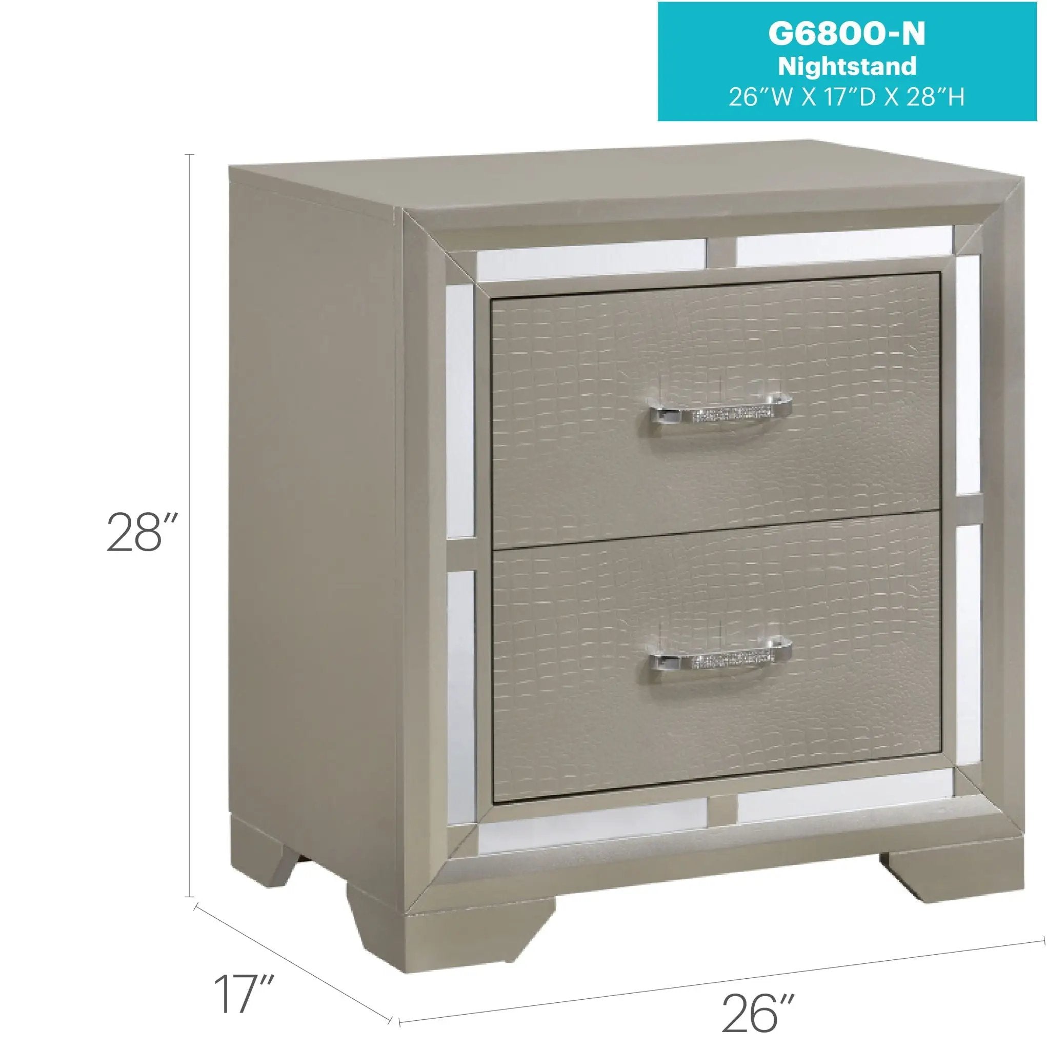 Elegant Nightstand - Silver Champagne by Unique Piece Furniture