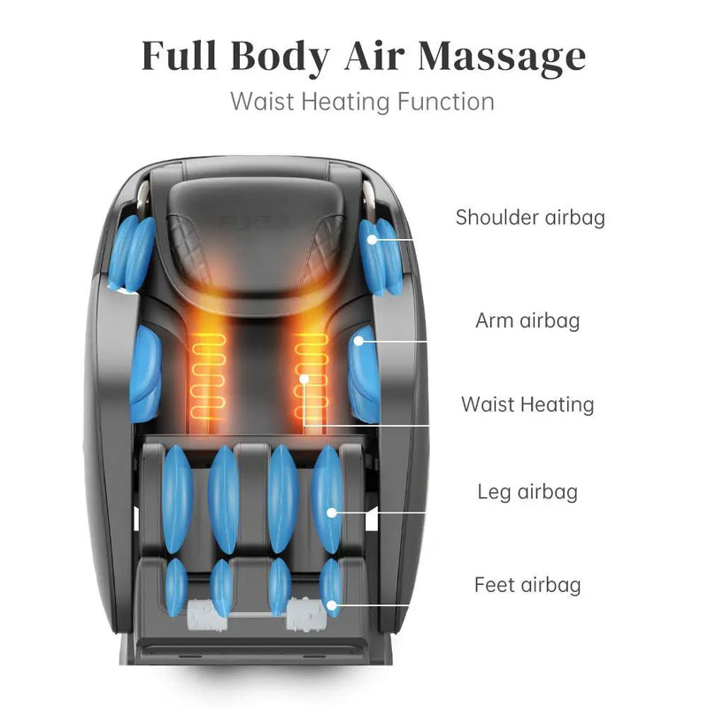 Massage Chair, Zero Gravity Shiatsu Massage Chairs Full Body And Recliner Sl-Track Massage Chair With Bluetooth Speaker, Anion, Thai Stretch, USB Charing, Heating And Foot Roller Massager - Black by HouseOfZazla