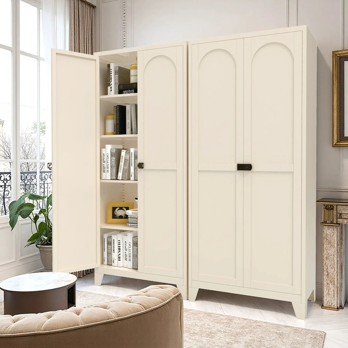 Shapely Doors Cabinet, Metal Storage Cabinet With Doors And Adjustable Shelves by Unique Piece Furniture
