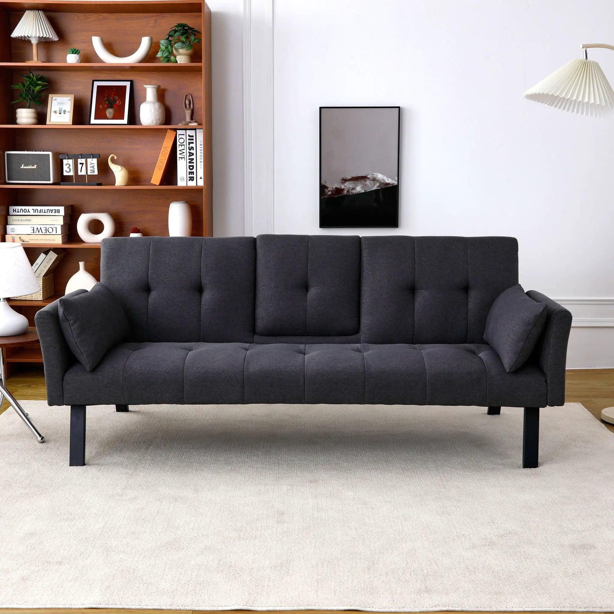Sofa Bed With Foldable Design And Cup Holder by HouseOfZazla