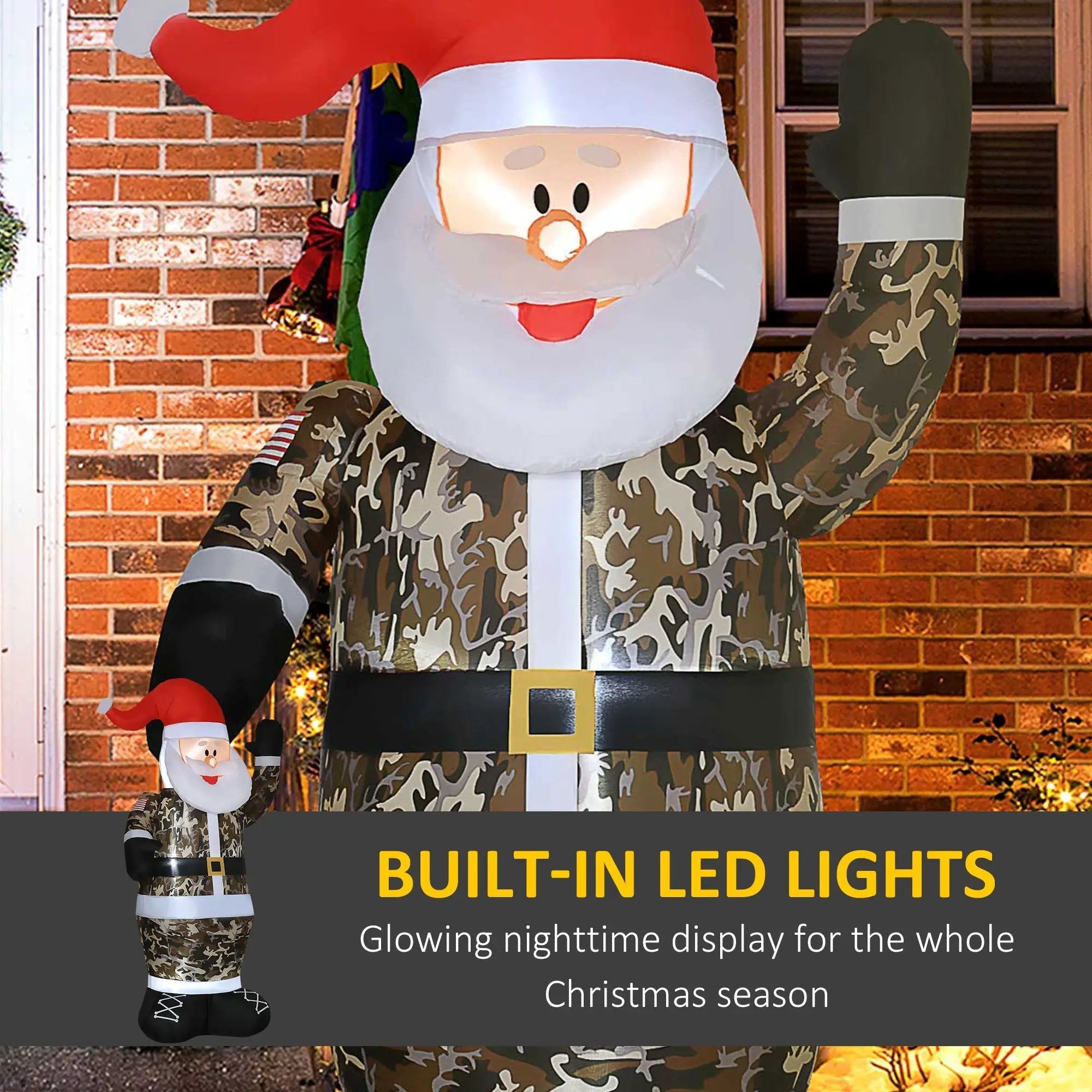 Christmas Inflatables Outdoor Decorations Santa Claus Wearing Camouflage by HouseOfZazla