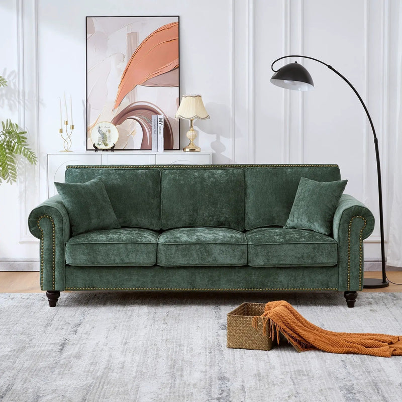 Modern 3 And 2 Seater Sofa With Rolled Arms, Tufted Upholstered Couch by Unique Piece Furniture