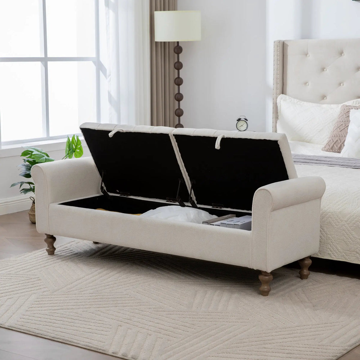 Modern Upholstered Storage Bench With Double Lids by HouseOfZazla