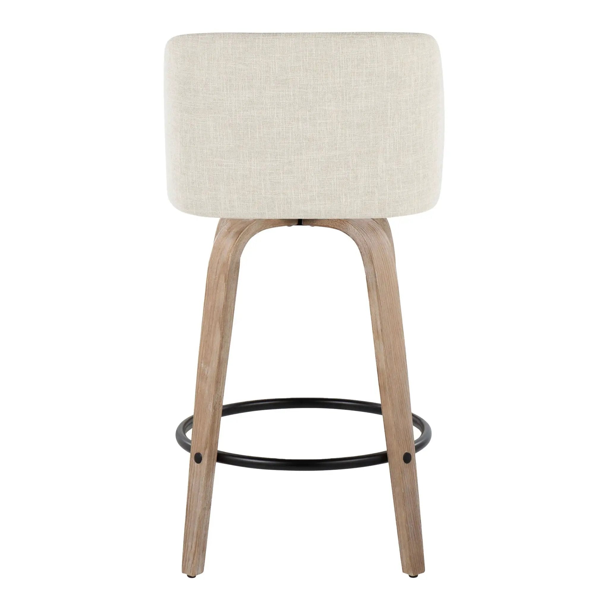 Toriano - Contemporary Fixed Height Counter Stool Swivel & Round Footrest (Set of 2) by Unique Piece Furniture