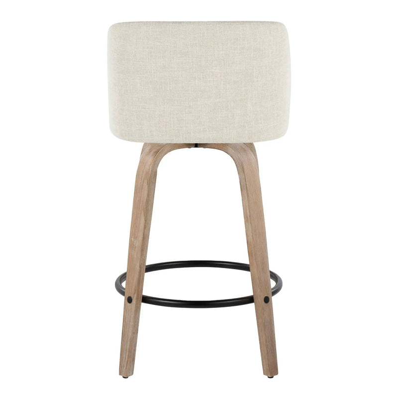 Toriano - Contemporary Fixed Height Counter Stool Swivel & Round Footrest (Set of 2) by HouseOfZazla
