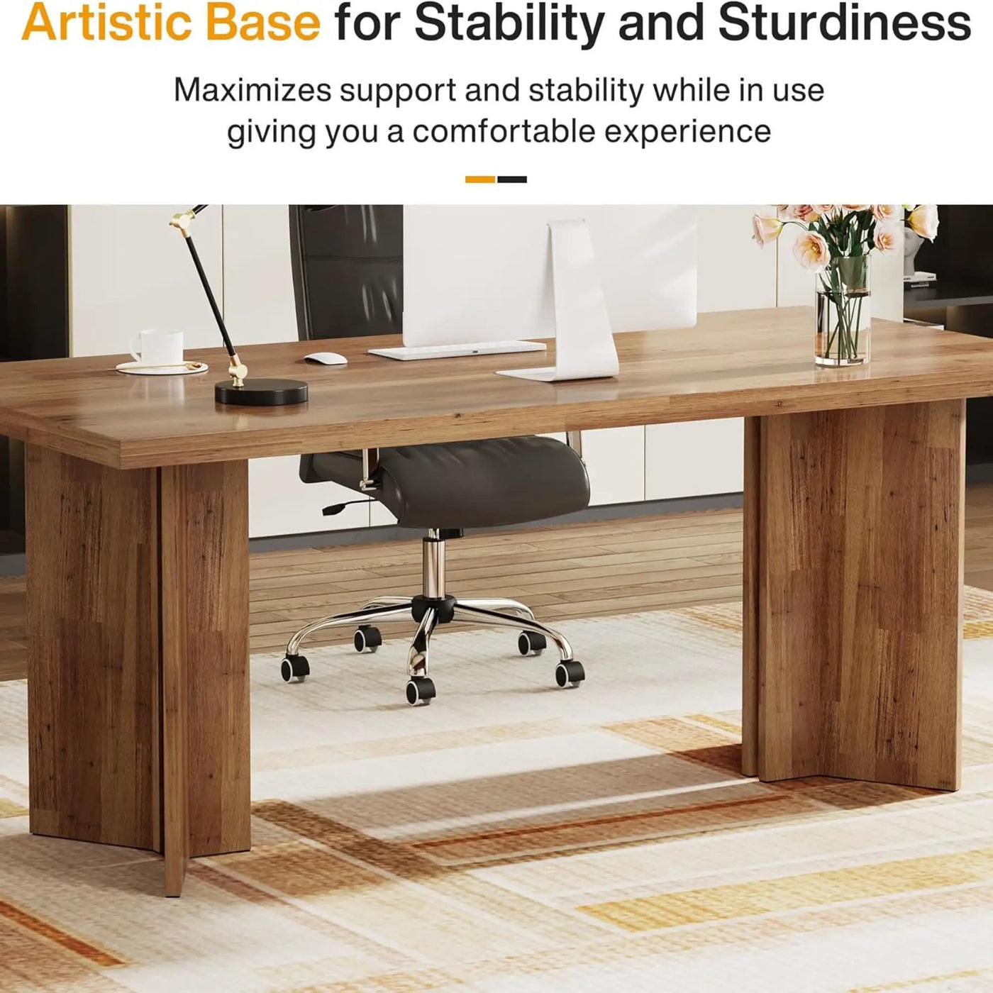 Executive Desk, Vintage Computer Workstation With Thickened Tabletop by HouseOfZazla