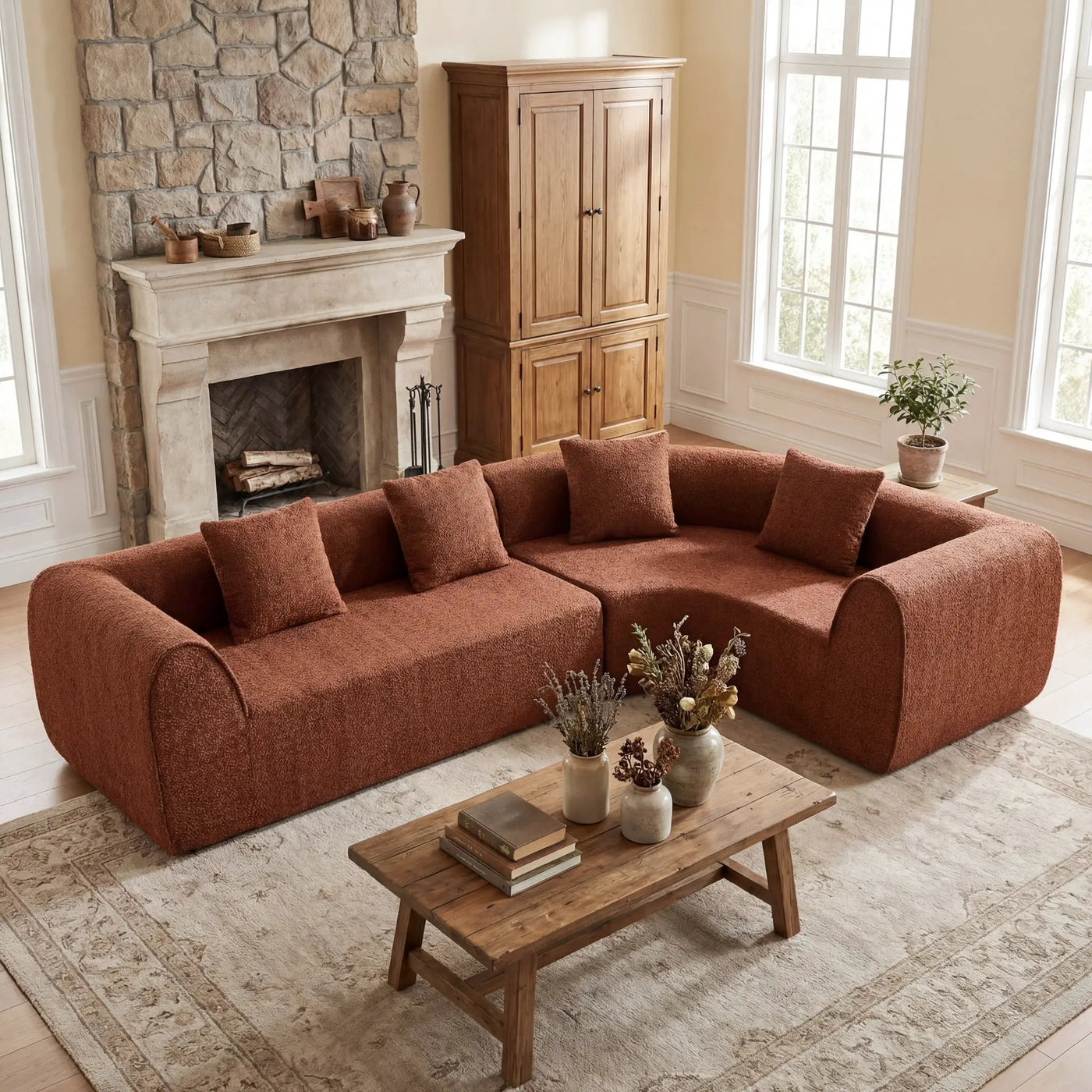 110" Modern Curved L-Shaped Modular Sectional Sofa by HouseOfZazla