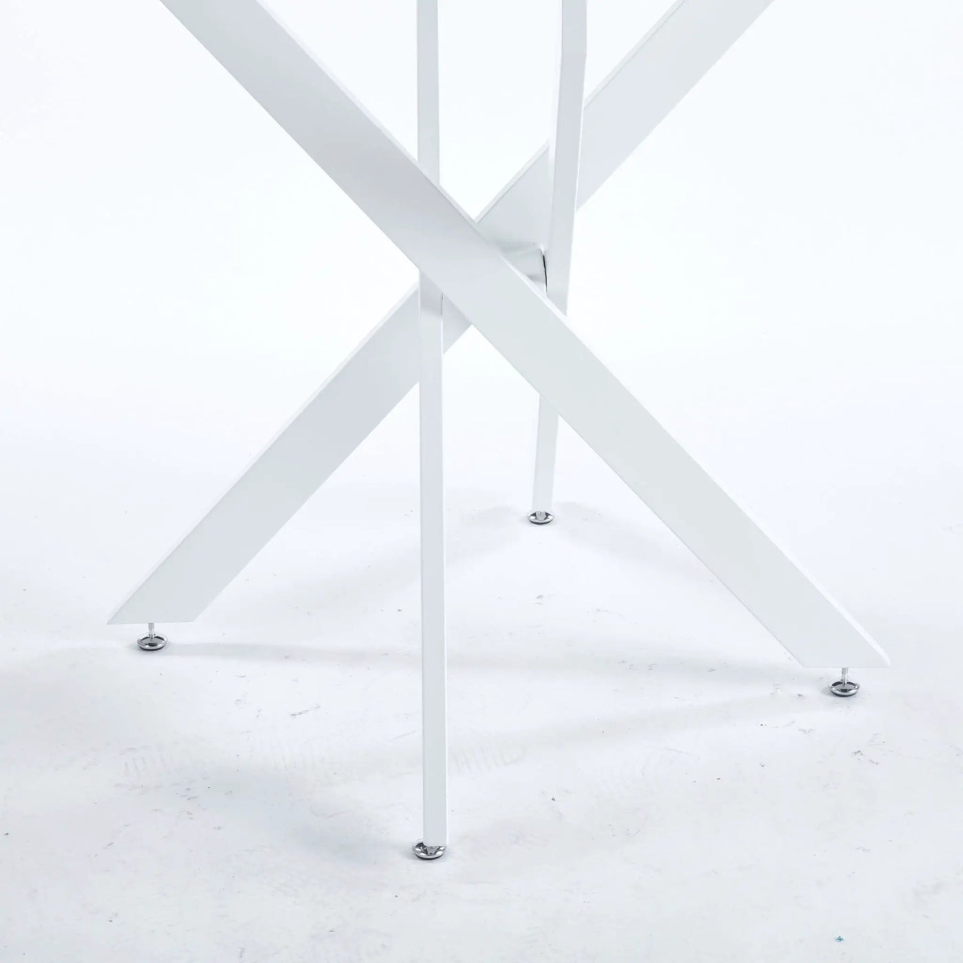Dining Table With Cross Metal Leg And Tempered Glass, Modern Space Saving Kitchen Table For Living Room by HouseOfZazla