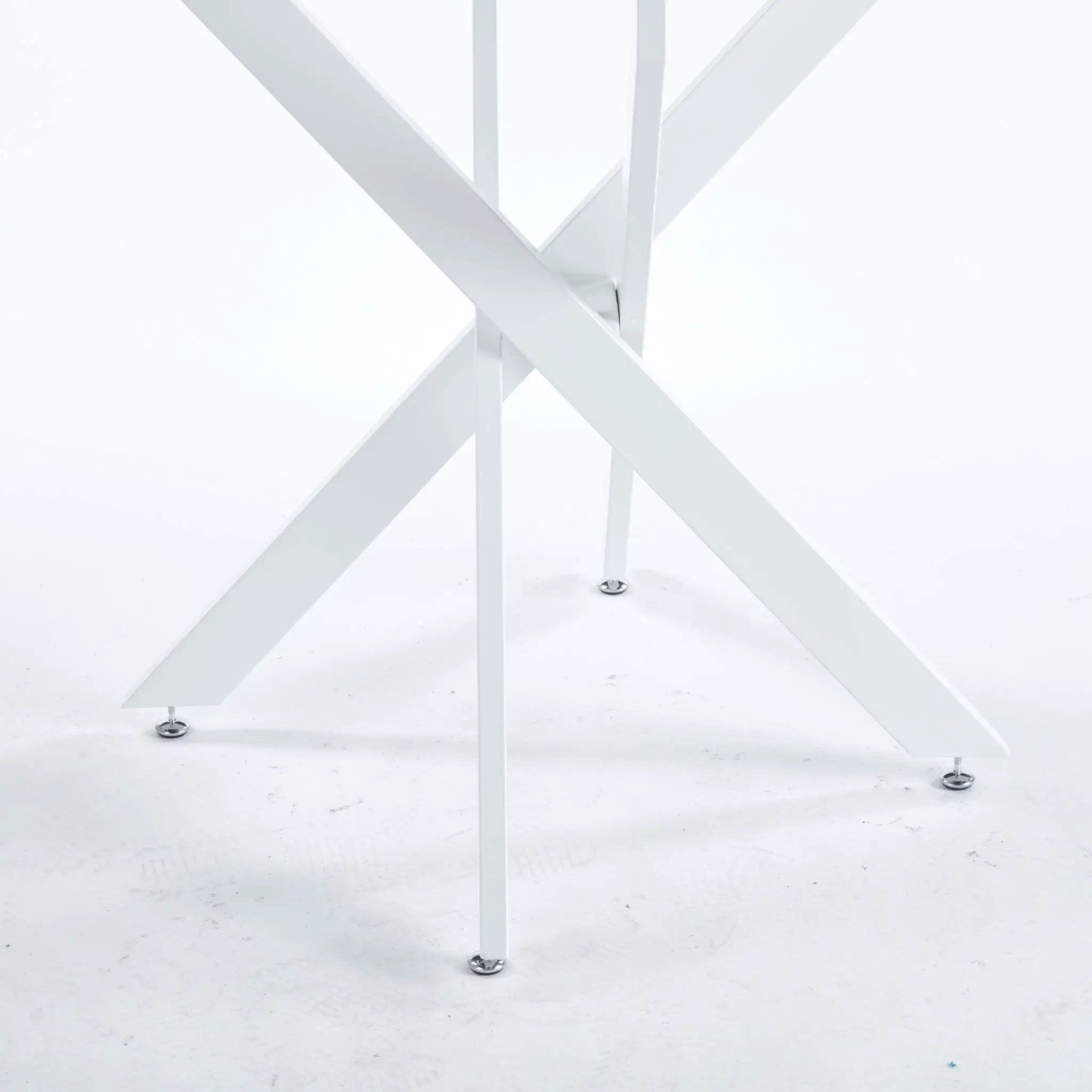 Dining Table With Cross Metal Leg And Tempered Glass, Modern Space Saving Kitchen Table For Living Room by Unique Piece Furniture