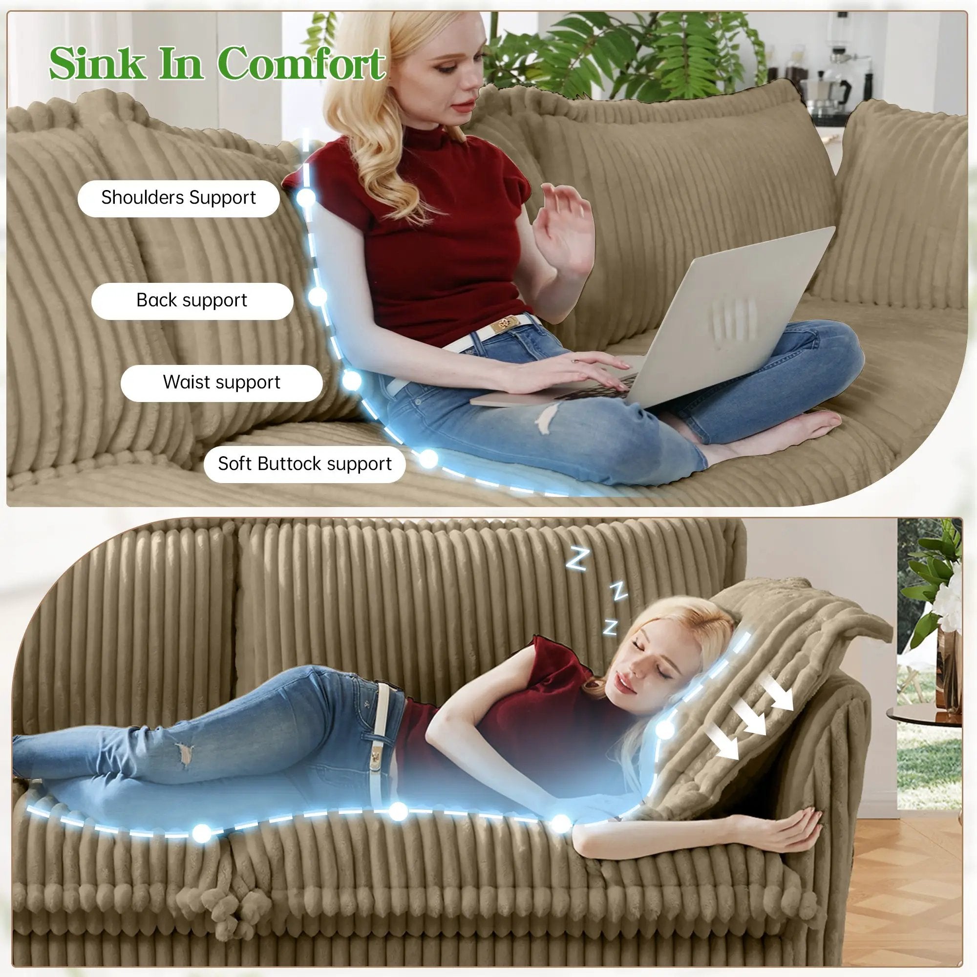 Modern 3 Seater Slipcovered Sofa with Suppleness Armrests by HouseOfZazla